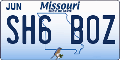 MO license plate SH6B0Z