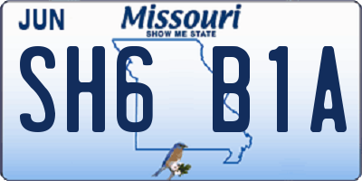 MO license plate SH6B1A