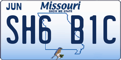 MO license plate SH6B1C