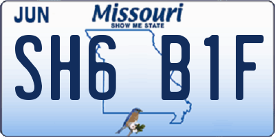 MO license plate SH6B1F