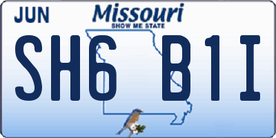 MO license plate SH6B1I