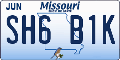 MO license plate SH6B1K