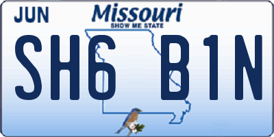MO license plate SH6B1N