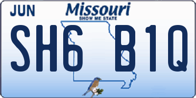 MO license plate SH6B1Q