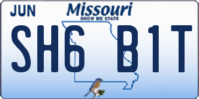 MO license plate SH6B1T