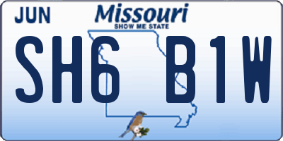 MO license plate SH6B1W