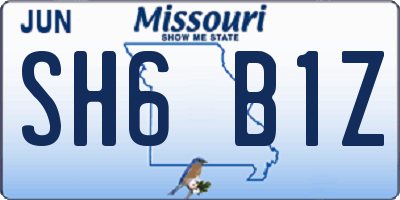 MO license plate SH6B1Z