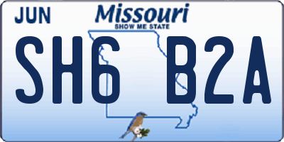 MO license plate SH6B2A