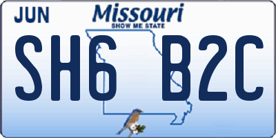 MO license plate SH6B2C