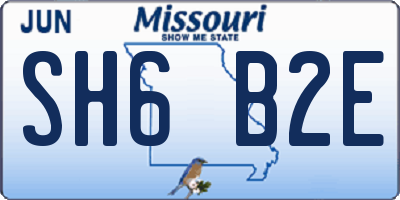 MO license plate SH6B2E