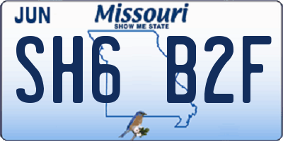 MO license plate SH6B2F
