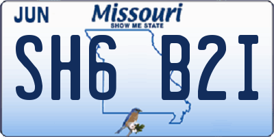 MO license plate SH6B2I