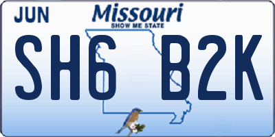 MO license plate SH6B2K