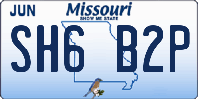 MO license plate SH6B2P