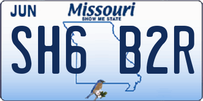 MO license plate SH6B2R