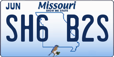 MO license plate SH6B2S
