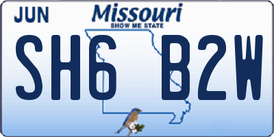 MO license plate SH6B2W