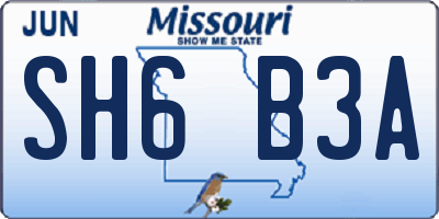 MO license plate SH6B3A