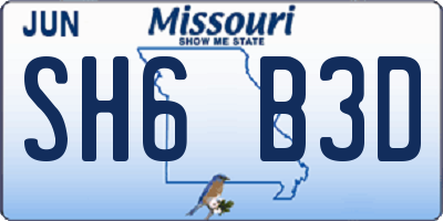 MO license plate SH6B3D