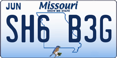 MO license plate SH6B3G
