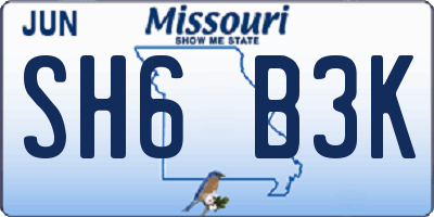 MO license plate SH6B3K
