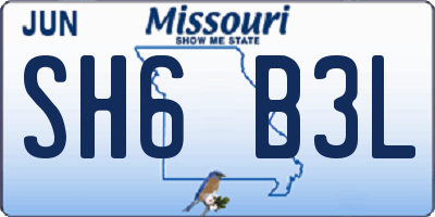 MO license plate SH6B3L