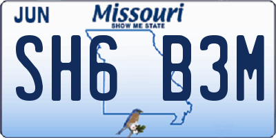 MO license plate SH6B3M