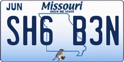 MO license plate SH6B3N
