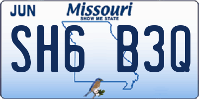 MO license plate SH6B3Q