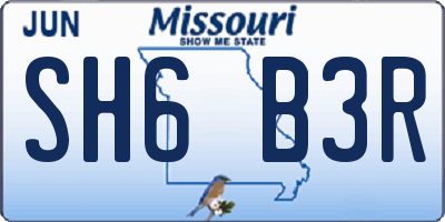 MO license plate SH6B3R