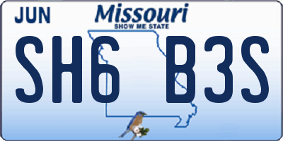 MO license plate SH6B3S