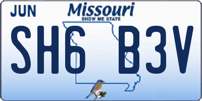 MO license plate SH6B3V