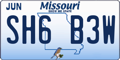 MO license plate SH6B3W