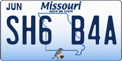 MO license plate SH6B4A