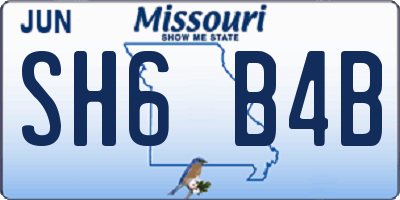MO license plate SH6B4B