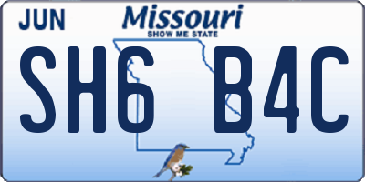MO license plate SH6B4C