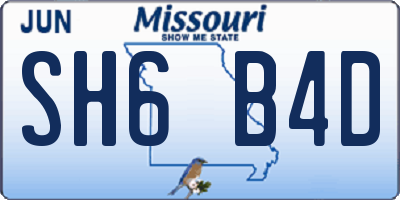 MO license plate SH6B4D