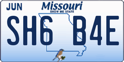 MO license plate SH6B4E