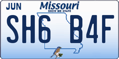 MO license plate SH6B4F
