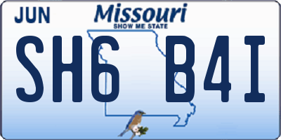 MO license plate SH6B4I
