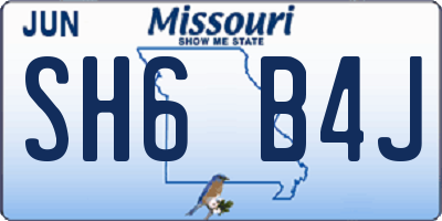 MO license plate SH6B4J
