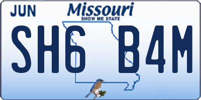 MO license plate SH6B4M