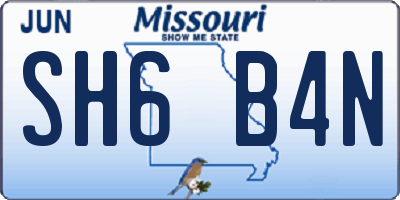 MO license plate SH6B4N