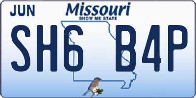 MO license plate SH6B4P