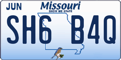 MO license plate SH6B4Q