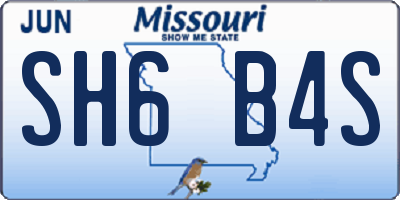 MO license plate SH6B4S