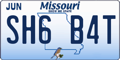 MO license plate SH6B4T