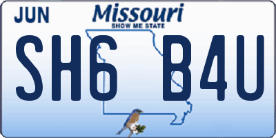 MO license plate SH6B4U