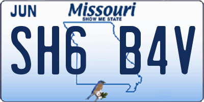 MO license plate SH6B4V