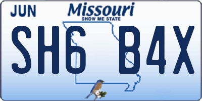 MO license plate SH6B4X